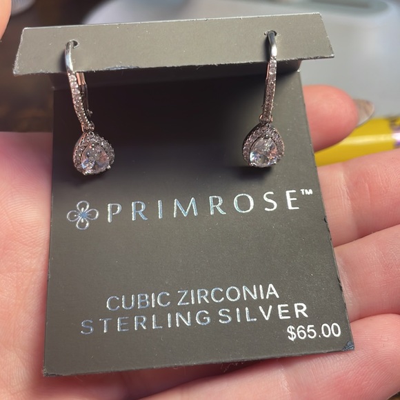 Primrose cubic zirconia sterling silver earrings - Picture 2 of 4